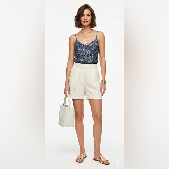 Club Monaco Tops - Club Monaco Cami Top Blue Floral V-Neck Silk Blend M Summer Resort